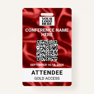 Red Satin Trade Show Conference Event ID Badge