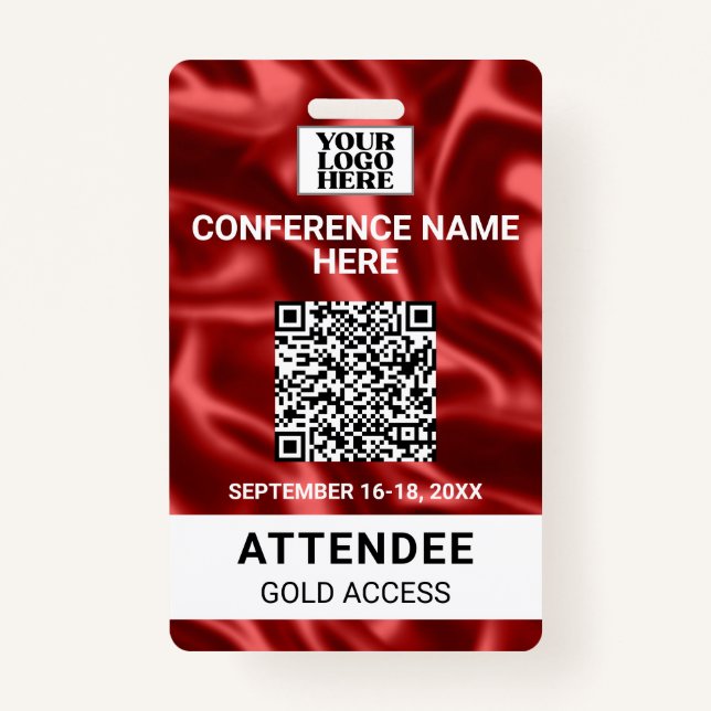 Red Satin Trade Show Conference Event ID Badge (Front)