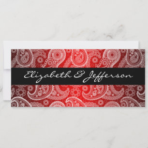 Red Satin & White Paisley Lace Wedding Invitation