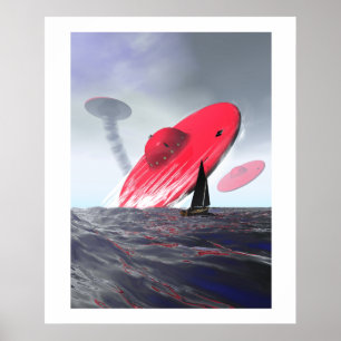 Red Saucer Attack Poster
