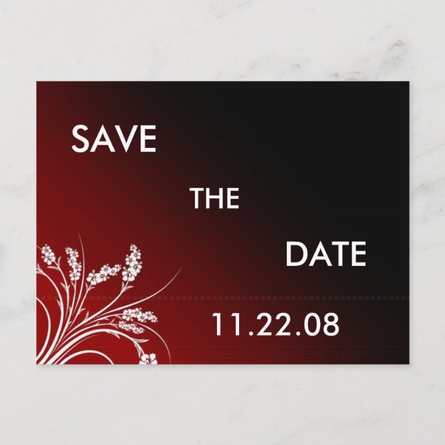 Red Save the Date Announcement Postcard (Front)