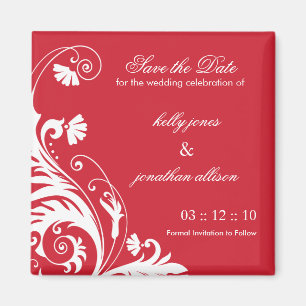 Red Save the Date Wedding Magnet
