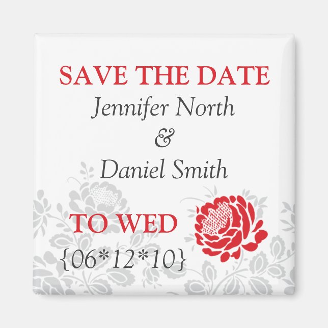 Red Save The Dates Magnet (Front)