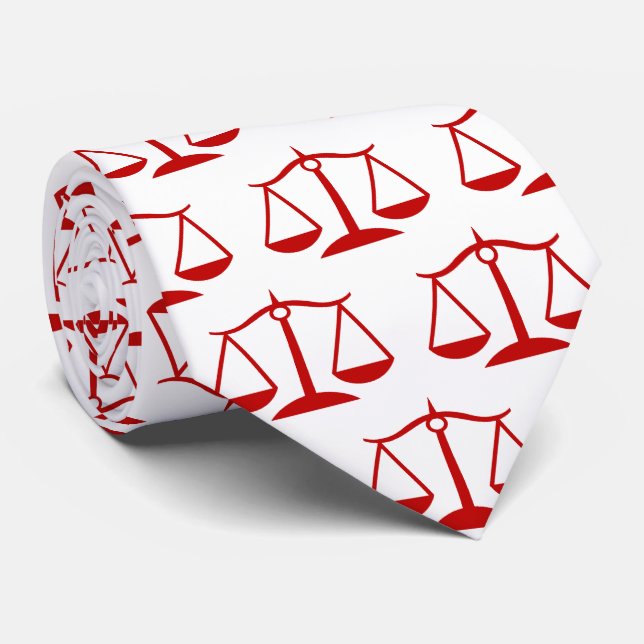 Red Scales of Justice Lawyer Judge Legal Tie (Rolled)