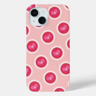 Red Scalloped Cute Love Hearts Valentine's Day iPhone 15 Case
