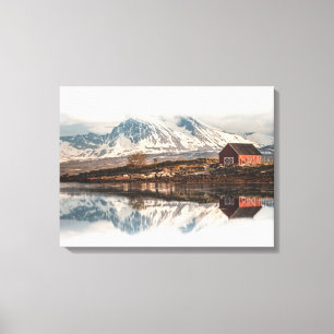 Red Scandinavian Boat House Canvas Print