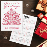 Red Scandinavian Folk Art Christmas Tree Calendar Holiday Card<br><div class="desc">Do you love the traditional Scandinavian Folk Art style Christmas vibe? It’s a whimsical, charming style that just looks so cosy! This little Christmas Tree is sure to add just the right touch to your holiday. Embrace the timeless charm of the holiday season with a delightful fusion of tradition and...</div>