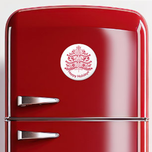 Red Scandinavian Folk Art Nordic Christmas Tree Magnet