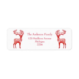 Red Scandinavian Reindeers Elegant Christmas