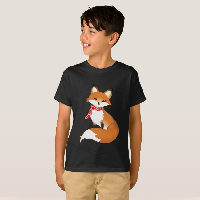 Red Scarf Fox Hane's Kid T Shirts (Front Full)