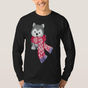 Red Scarf Husky Puppy T-Shirt