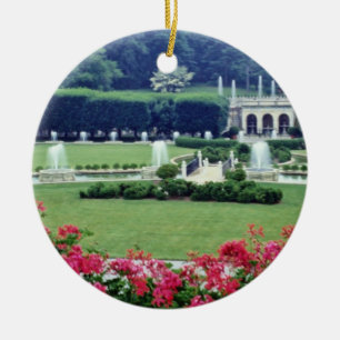 Red Scene from conservatory balcony, Longwood Gard Ceramic Tree Decoration