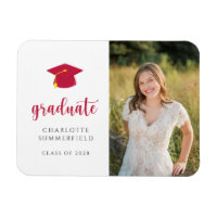 Red School Colours Photo Graduation Announcement