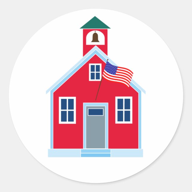 Red School House Classic Round Sticker (Front)