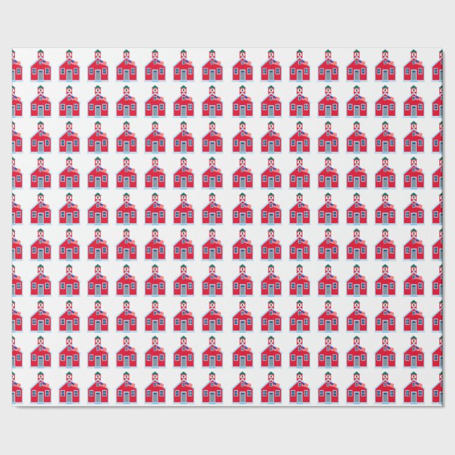 Red School House Wrapping Paper (Seam)