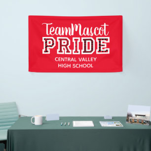 Red School Pride Mascot Name Banner