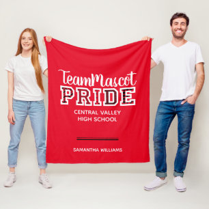 Red School Pride Mascot Name Fleece Blanket