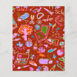 Red school theme scrapbook background paper