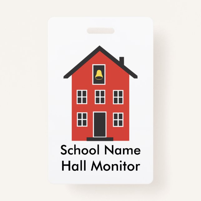 Red Schoolhouse Hall Monitor Badge ID Badge (Front)