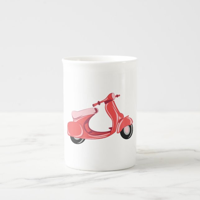 Red Scooter Bone China Mug (Front)