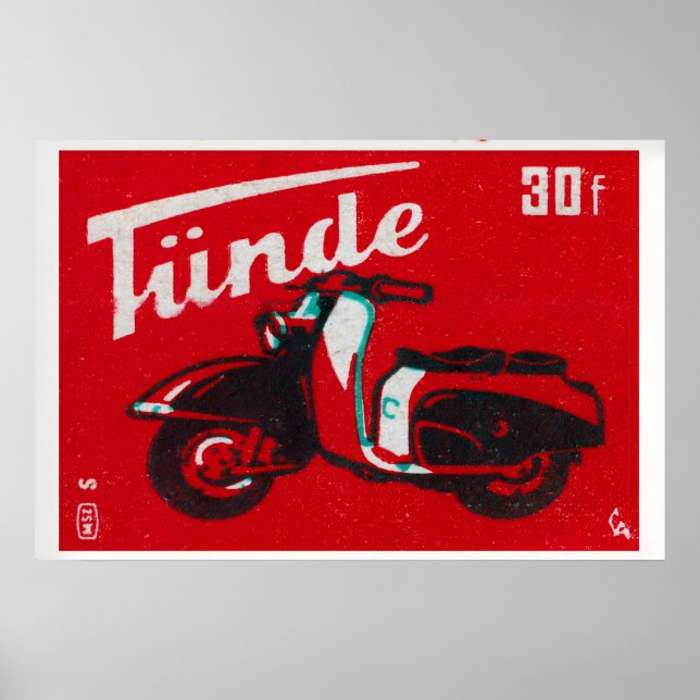 Red Scooter - Matchbox Print - Czech Wall Art (Front)