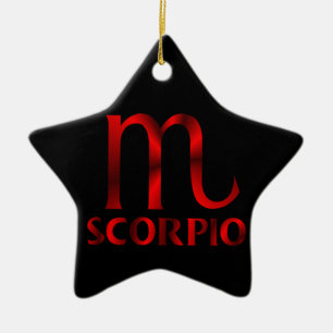 Red Scorpio Horoscope Symbol Ceramic Tree Decoration