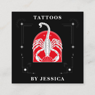 Red Scorpio Illustration Tattoo Artist Mystic      Square Business Card