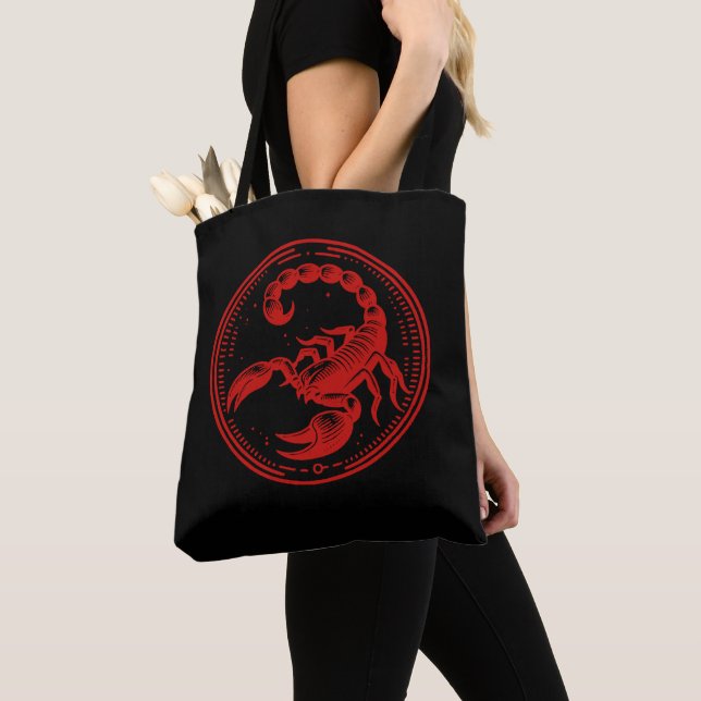 Red Scorpion Astrology Zodiac Sign Scorpio Tote Bag (Close Up)