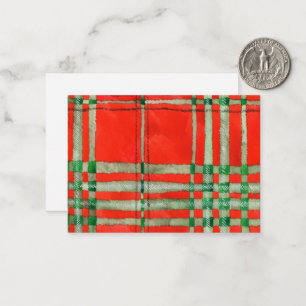RED SCOTT TARTAN 3.5x2.5 Flat Card / Horizontal