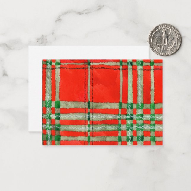 RED SCOTT TARTAN 3.5x2.5 Flat Card / Horizontal (Front/Back In Situ)