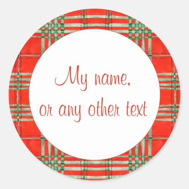 RED SCOTT TARTAN 3" Round Matte Stickers (Front)