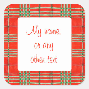 RED SCOTT TARTAN 3" Square Matte Stickers