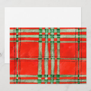 RED SCOTT TARTAN 5.5x7.5 Flat Card / Horizontal