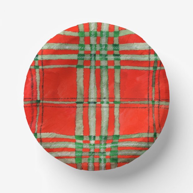 RED SCOTT TARTAN 7" Paper Bowls Paper Plate (Front)