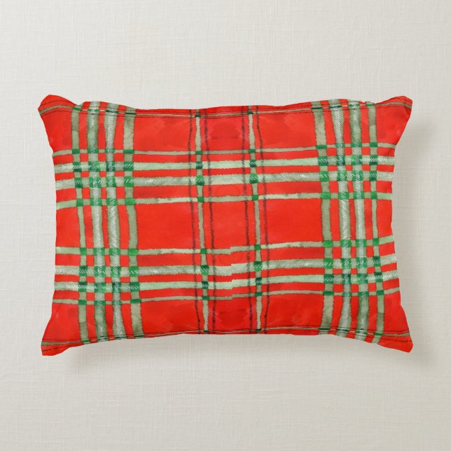 RED SCOTT TARTAN Accent Pillow (Front)