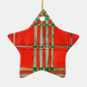 RED SCOTT TARTAN Ceramic Star Ornament