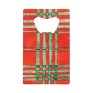 RED SCOTT TARTAN Credit Card Bottle Opener