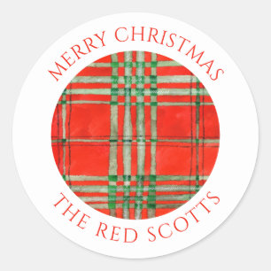 RED SCOTT TARTAN Small Round Envelope Seals