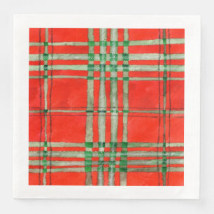 RED SCOTT TARTAN Standard Dinner Paper Napkins