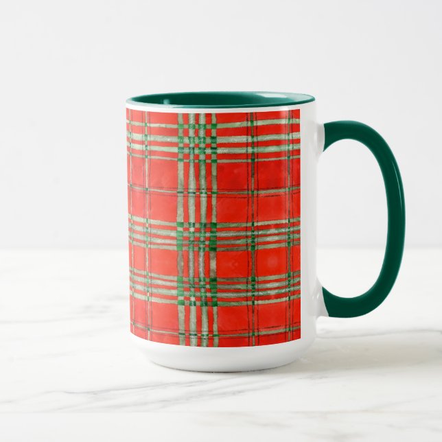 RED SCOTT TARTAN Tall Hunter Green Combo Mug  (Right)