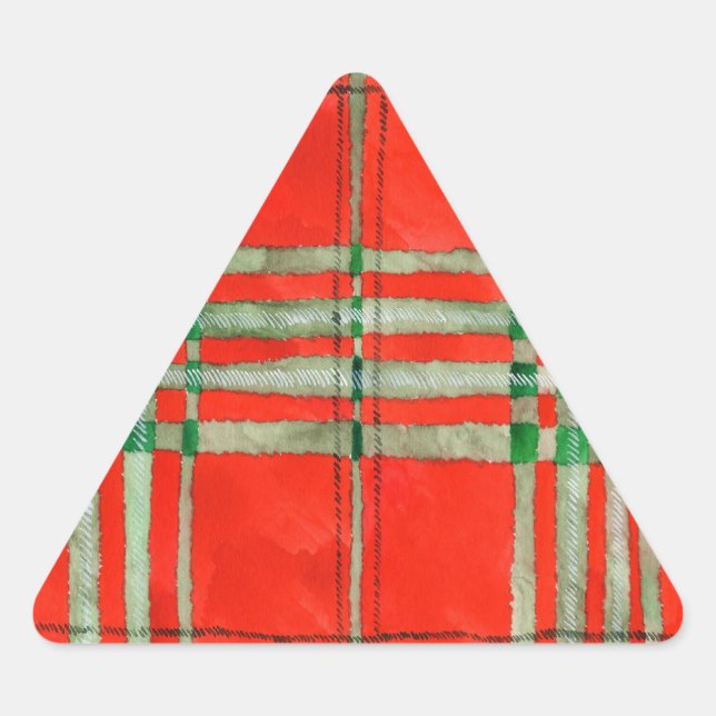RED SCOTT TARTAN Triangle Stickers (Front)
