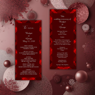 red scottish country wedding program & menu