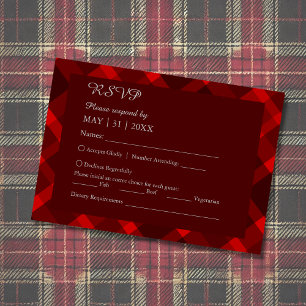 red scottish country wedding RSVP card