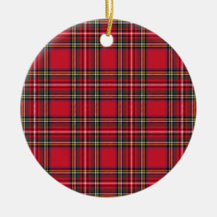 Red Scottish Plaid Tartan Ceramic Tree Decoration