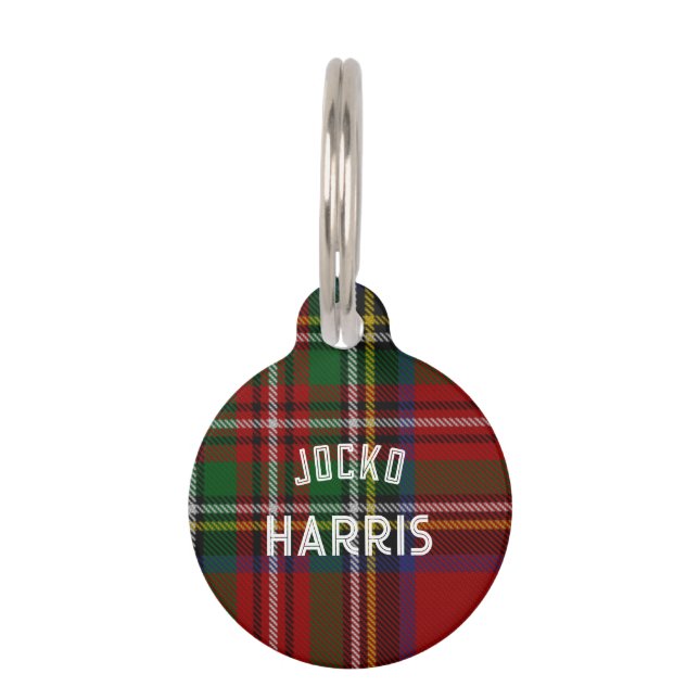 Red Scottish Tartan Pet Tag (Front)
