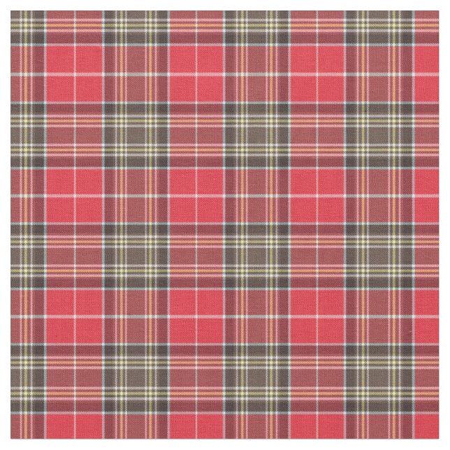 Red Scottish Tartan Plaid Fabric (Close Up)