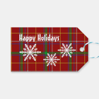 Red Scottish tartan plaid Xmas holiday Gift Tags