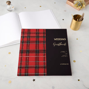 Red Scottish Tartan Wedding  Guest Book