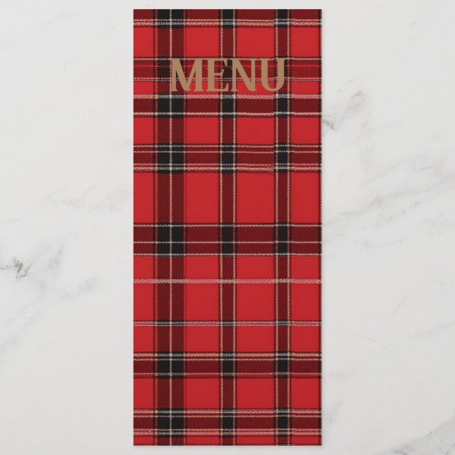 Red Scottish Tartan Wedding Menu (Back)