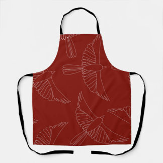 Red Scraffito Cardinal All-Over Print Apron